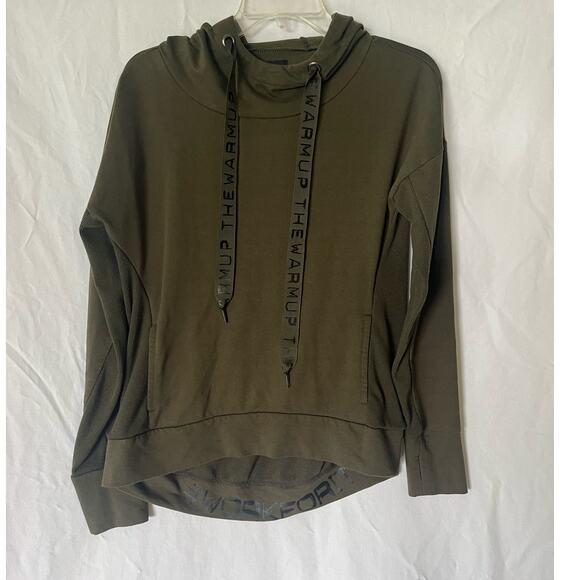 Jessica Simpson Women's Green Eyelet Sweatshirt Top Hooded Long Sleeve Small - Picture 1 of 8